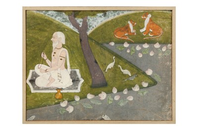 Lot 304 - A WHITE-CLAD SADHU MEDITATING