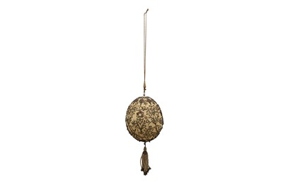 Lot 297 - AN OTTOMAN SUSPENSION ORNAMENT WITH OSTRICH EGG