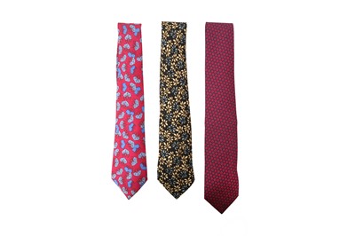 Lot 313 - Three Hermes Silk Print Ties