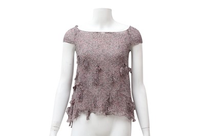 Lot 357 - Chanel Grey Silk Print Sleeveless Top - Size 34