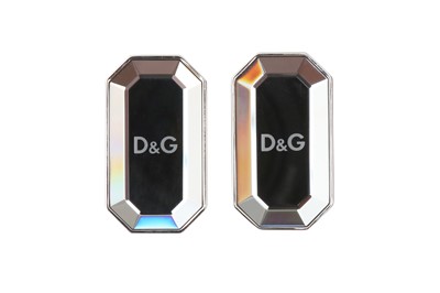 Lot 613 - Dolce & Gabbana Rectangle Logo Pierced Earrings