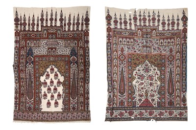 Lot 395 - A NEAR PAIR OF KALAMKARI COTTON HANGINGS