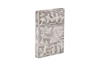 Lot 414 - A mid-19th century Chinese Export silver card case, Canton circa 1850 marked for Cut Shing