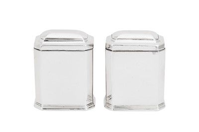 Lot 714 - A pair of George I Britannia standard silver tea caddies, London 1719 by Simon Pantin I (reg. 23rd June 1701)