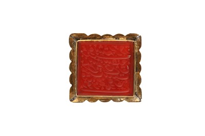 Lot 440 - A SQUARE CARNELIAN INTAGLIO SEAL