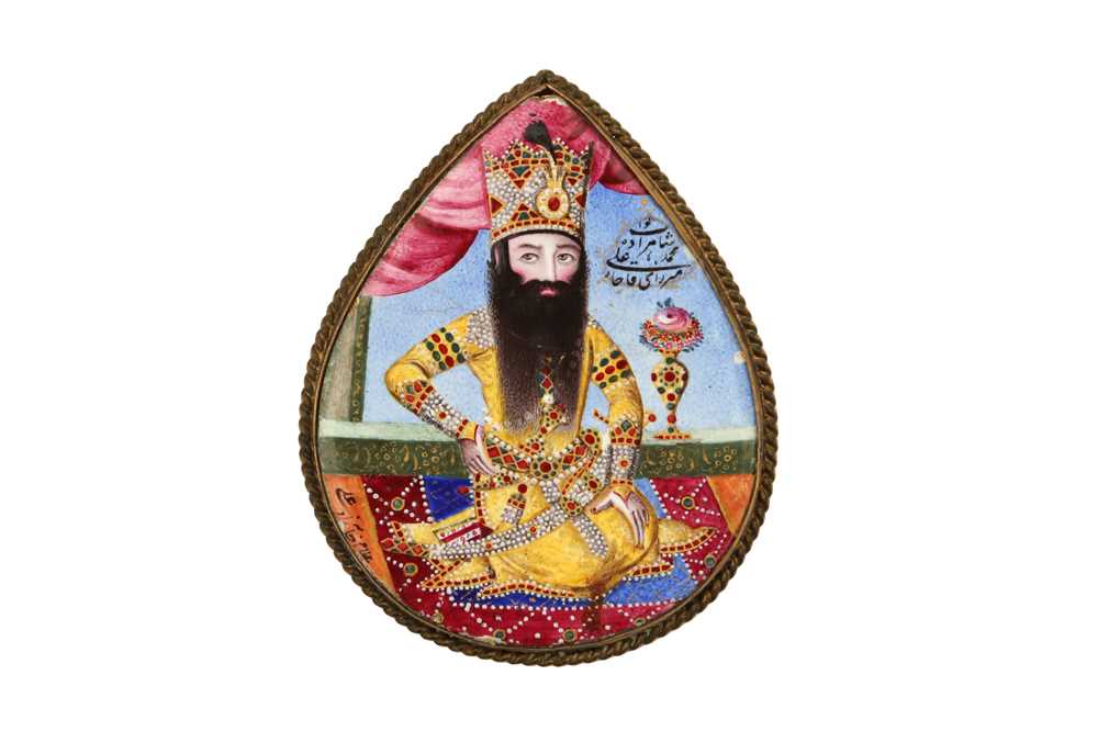 446 - A POLYCHROME-ENAMELLED PORTRAIT MEDALLION OF FATH ALI SHAH'S SON, MUHAMMAD ALI MIRZA QAJAR