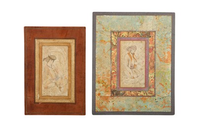 Lot 464 - TWO ARCHAISTIC SAFAVID-REVIVAL PORTRAITS OF NOBLEMEN