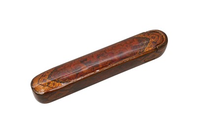 Lot 459 - A QAJAR LACQUERED PAPIER-MÂCHÉ PEN CASE (QALAMDAN)