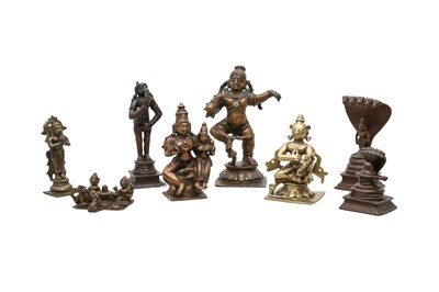 Lot 252 - EIGHT DEVOTIONAL COPPER ALLOY STATUETTES OF HINDU DEITIES