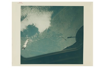 Lot 370 - The Agena tethered to Gemini XII over Houston and the Texas Gulf coast