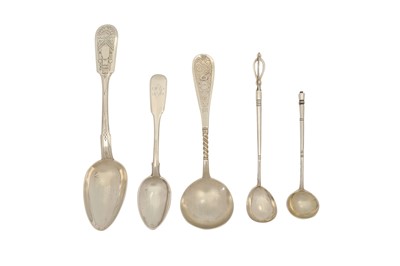Lot 1254 - A MIXED GROUP OF 19TH CENTURY RUSSIAN 84 ZOLOTNIK SILVER FLATWARE