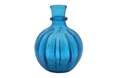 Lot 282 - A MOULD-BLOWN TURQUOISE GLASS HUQQA BASE