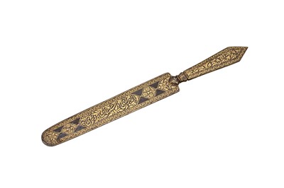 Lot 364 - A GOLD-DAMASCENED (KOFTGARI) STEEL LETTER OPENER