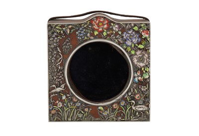 Lot 421 - An early 20th century Japanese silver and enamel mounted goliath watch travelling case, circa 1900 attributed to Sanku Sanju