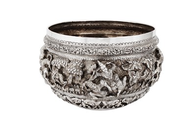Lot 381 - A mid-20th century Burmese unmarked silver bowl, Rangoon circa 1950