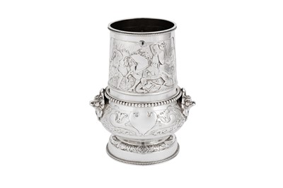 Lot 600 - A good Victorian sterling silver claret or wine drinking set, London 1877 by Elkington and Co