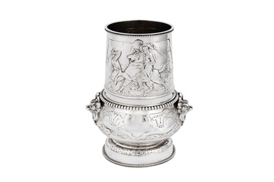 Lot 600 - A good Victorian sterling silver claret or wine drinking set, London 1877 by Elkington and Co