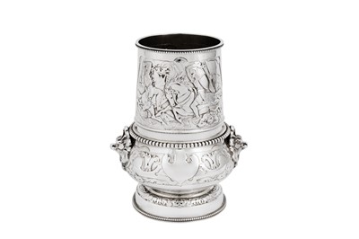Lot 600 - A good Victorian sterling silver claret or wine drinking set, London 1877 by Elkington and Co