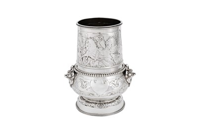 Lot 600 - A good Victorian sterling silver claret or wine drinking set, London 1877 by Elkington and Co