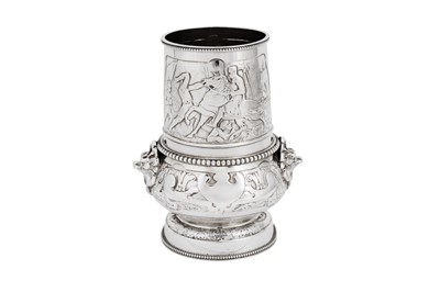 Lot 600 - A good Victorian sterling silver claret or wine drinking set, London 1877 by Elkington and Co