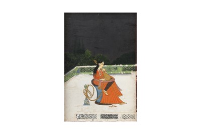 Lot 238 - A LADY PLAYING A TAMBURA ON A TERRACE