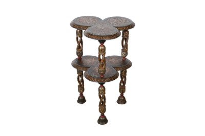 Lot 346 - A LACQUERED PAPIER-MÂCHÉ TREFOIL-SHAPED WOODEN SIDE TABLE