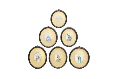Lot 360 - λ SIX INDIAN IVORY PORTRAIT MINIATURES OF EMINENT SIKH FIGURES