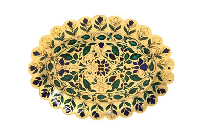Lot 371 - A PARCEL-GILT CHAMPLEVÉ ENAMELLED SAUCER