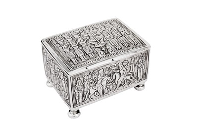Lot 469 - An early 20th century Persian (Iranian) unmarked silver box or casket, Kermanshah circa 1920