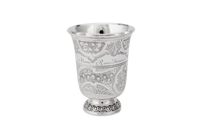Lot 477 - A Louis XVI late 18th century French silver beaker (timbale tulipe), Paris 1784 or 85 by François Corbie (reg. 5th July 1777)