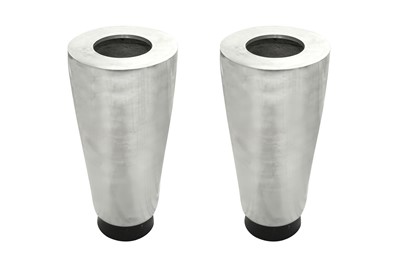 Lot 715 - A PAIR OF CONTEMPORARY POLISHED STEEL PLANTERS