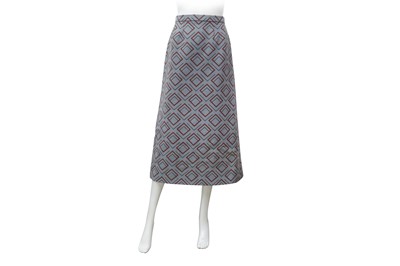 Lot 359 - Christian Dior Grey Wool Print Skirt - Size 40