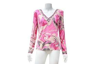 Lot 229 - Emilio Pucci Pink Silk Print Long Sleeve Top - Size 14
