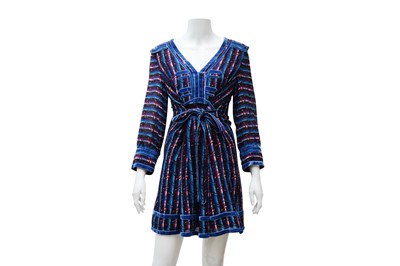 Lot 209 - Anna Sul Blue Silk Print Dress - Size 8