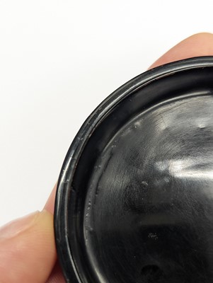 Lot 68 - A CHINESE CINNABAR LACQUER 'LYCHEE' CIRCULAR SEAL PASTE BOX AND COVER