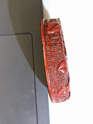 Lot 68 - A CHINESE CINNABAR LACQUER 'LYCHEE' CIRCULAR SEAL PASTE BOX AND COVER