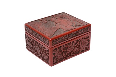 Lot 208 - A CHINESE CINNABAR LACQUER 'MUSICIAN' BOX AND COVER