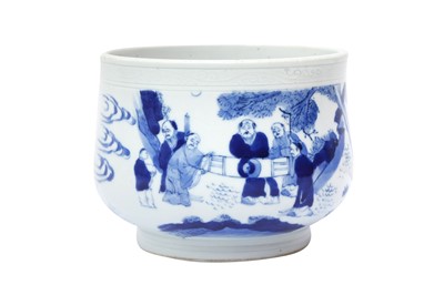 Lot 258 - A CHINESE BLUE AND WHITE 'SCHOLARS' INCENSE BURNER