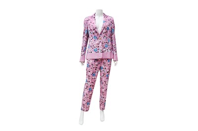 Lot 320 - Escada Lillac Floral Trouser Suit - Size 38