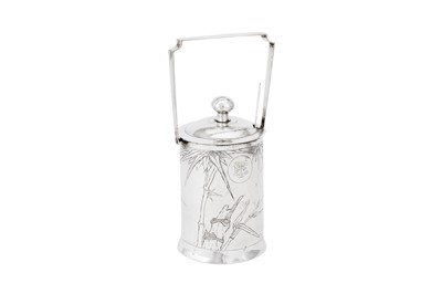 Lot 409 - An early 20th century Chinese Export silver preserve jar and cover, Shanghai circa 1930 retailed by Nanking Store