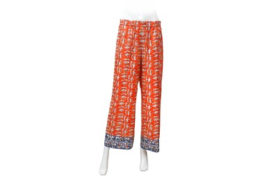 Lot 399 - Escada Orange Silk Print Palazzo Trouser - Size 36