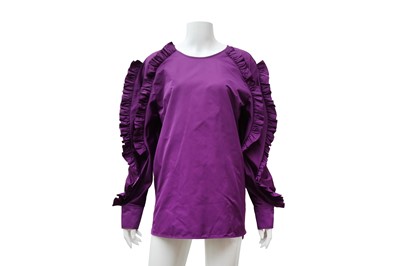 Lot 316 - Escada Purple Frill Tunic Top - Size 38