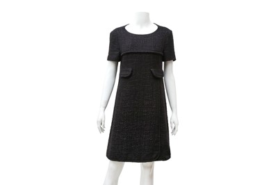 Lot 764 - Chanel Black Boucle Short Sleeve Dress - Size 40