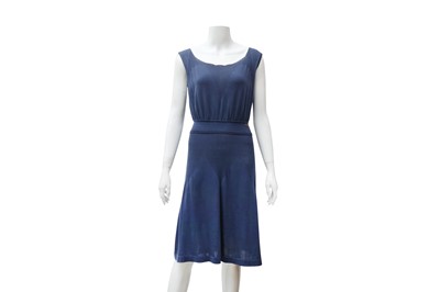 Lot 217 - Chanel Steel Blue Knit Sleeveless Dress