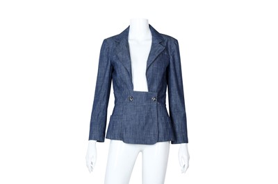 Lot 134 - Chanel Blue Denim CC Blazer - Size 36