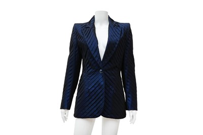 Lot 335 - Givenchy Indigo Blue Chevron Pleat Blazer - Size 38
