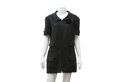 Lot 380 - Chanel Charcoal Wool Long Jacket - Size 44
