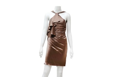 Lot 319 - Versace Mauve Silk Halter Neck Dress - Size 40