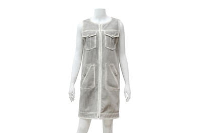Lot 355 - Chanel Grey Denim Zip Front Dress - Size 36