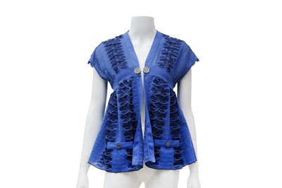 Lot 215 - Chanel Blue Open Front Cardigan - Size 38